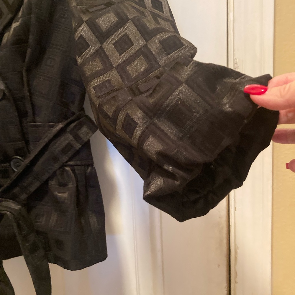 Black Elle Waist-Length Jacket With Belt, Size XL - Picture 3 of 4